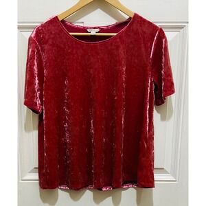 Cato Women's Red Velvet Short Sleeve Top Size Large